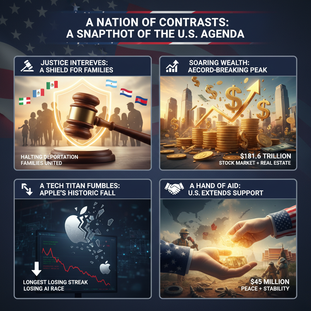 ABD Gündemi Çeşitleniyor: Göçmen Kararına Yargı Engeli, Hanehalkı Varlıklarında Rekor ve Apple'da Tarihi Düşüş