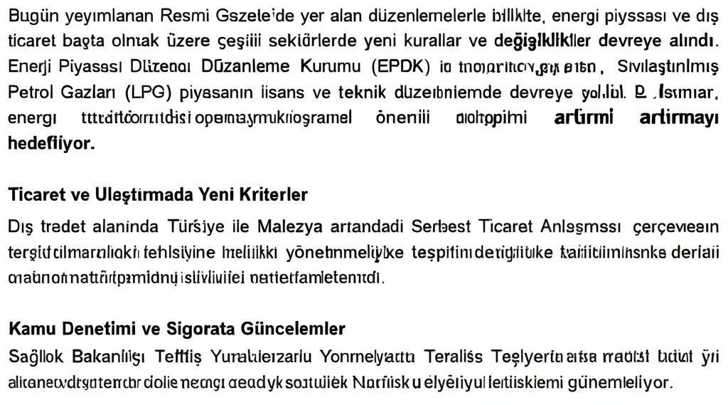 Resmi Gazete'de Kapsamlı Düzenlemeler: Enerji, Ticaret ve Kamu Alanında Önemli Değişiklikler Yürürlükte