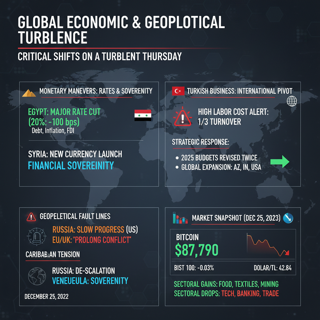 Küresel Ekonomik Gündem ve Jeopolitik Gelişmelerle Dolu Bir Perşembe: Faiz İndirimleri, Barış Görüşmeleri ve Piyasa Dalgalanmaları