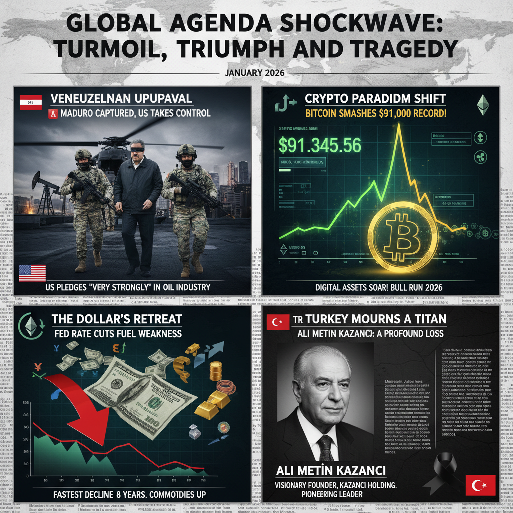 Küresel Gündem Hareketli: Venezuela'dan Piyasaları Sarsan Gelişmeler, Bitcoin Rekor Kırarken Dolar Geriledi, Türkiye İş Dünyası Yas Tutuyor