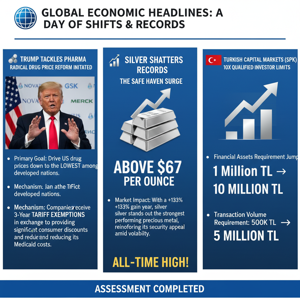 Küresel Gündemden Öne Çıkanlar: Trump İlaç Fiyatlarını Hedefledi, Gümüş Tarihi Rekor Kırdı, SPK Yatırımcı Limitlerini Artırdı