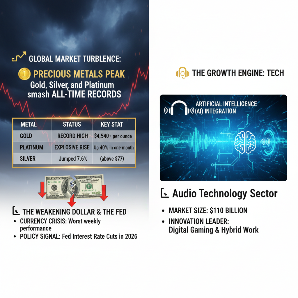 Küresel Piyasalar Çalkalanıyor: Altın ve Gümüş Rekor Kırarken Dolar Zayıflıyor, Teknoloji Sektörü Büyüme Beklentisiyle Dikkat Çekiyor