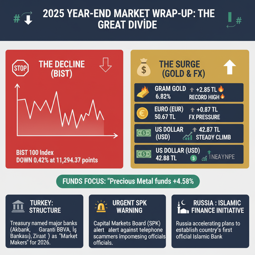 Piyasalar 2025 Yılını Dalgalı Kapatıyor: BIST 100 Haftayı Düşüşle Tamamlarken Altın ve Döviz Prim Yaptı