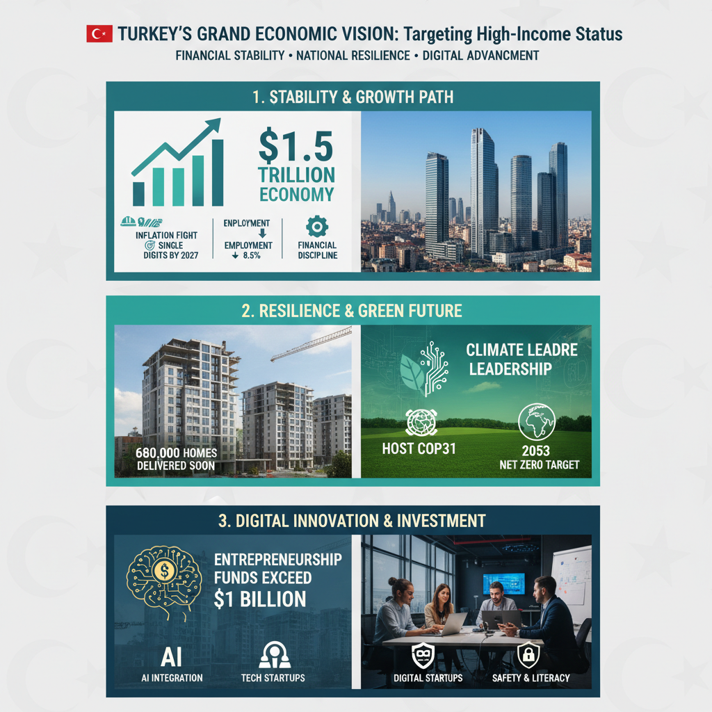 Türkiye Ekonomisi Yüksek Gelir Hedefinde: Enflasyonla Mücadele, Deprem Yeniden İnşa Süreci ve Dijital Geleceğe Odak