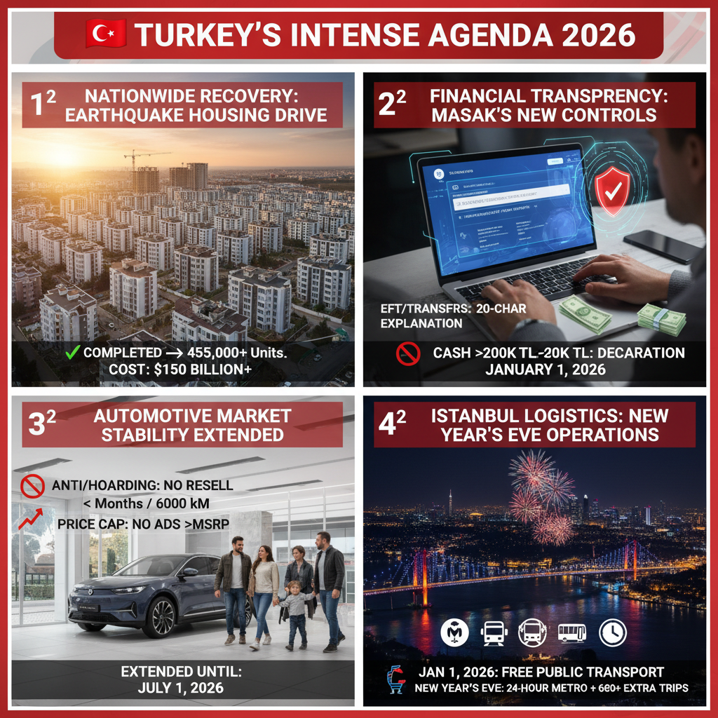 Türkiye Gündeminde Yoğun Aralık: Deprem Konutlarından Yeni Finansal Düzenlemelere, Otomotiv Piyasasından Yılbaşı Hazırlıklarına